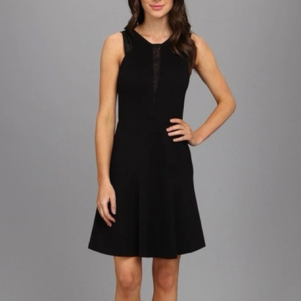 Rebecca Taylor Black Lace Detail Mini Dress Sz 2 LBD Party Cocktail Stretchy - Picture 10 of 10